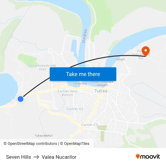 Seven Hills to Valea Nucarilor map