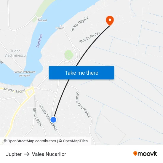 Jupiter to Valea Nucarilor map