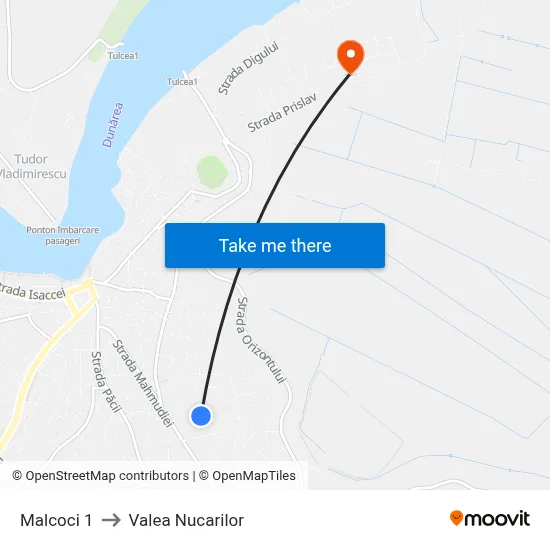 Malcoci 1 to Valea Nucarilor map