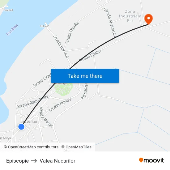 Episcopie to Valea Nucarilor map