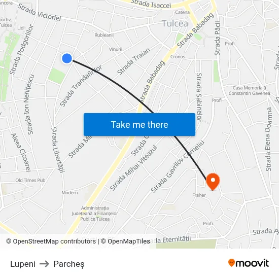 Lupeni to Parcheș map