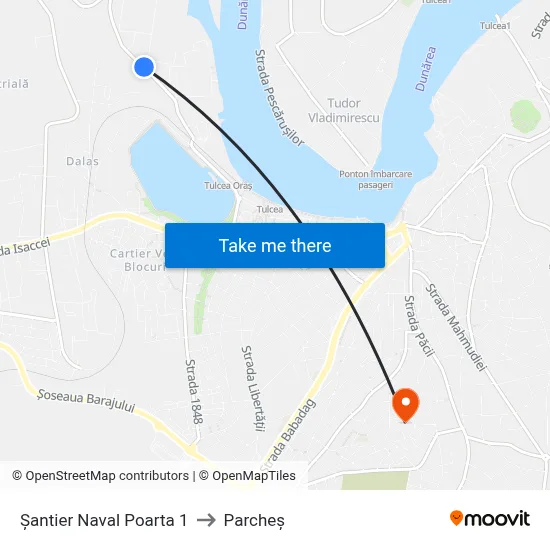 Șantier Naval Poarta 1 to Parcheș map