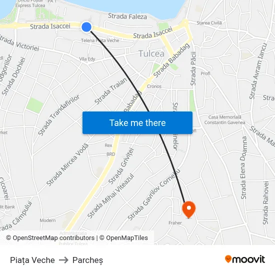 Piața Veche to Parcheș map