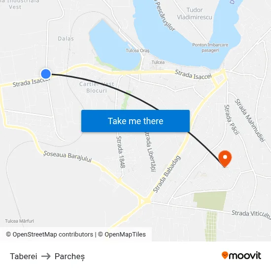 Taberei to Parcheș map