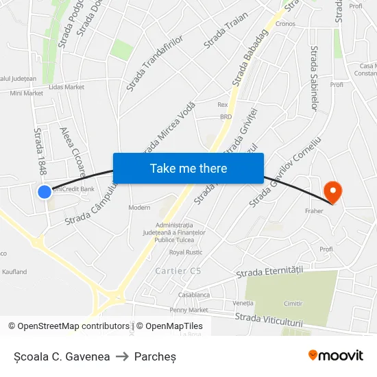 Școala C. Gavenea to Parcheș map