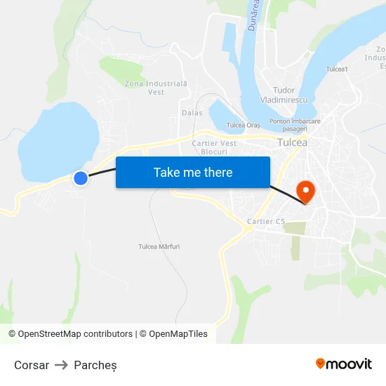 Corsar to Parcheș map