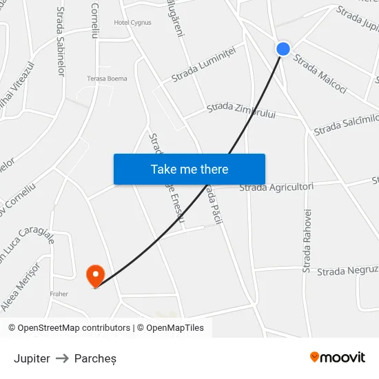 Jupiter to Parcheș map