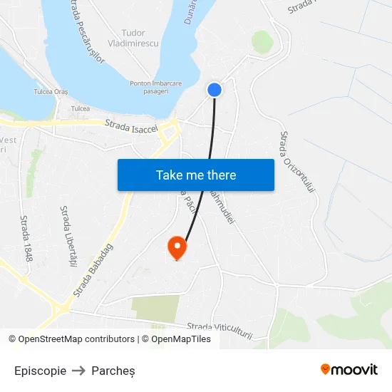 Episcopie to Parcheș map