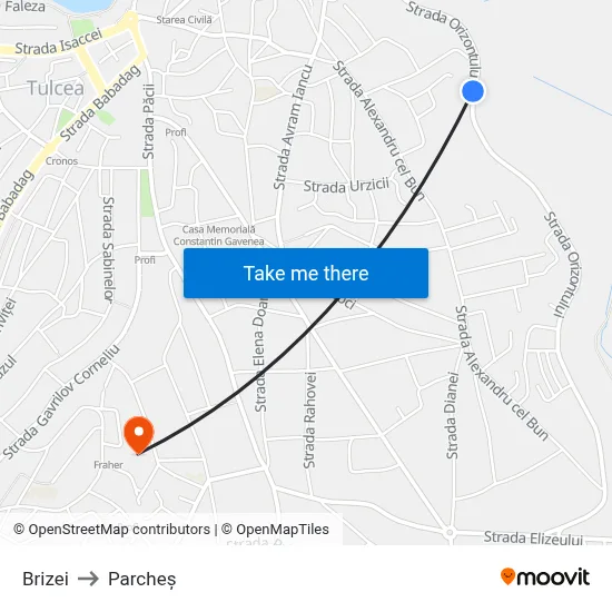 Brizei to Parcheș map