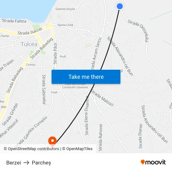 Berzei to Parcheș map