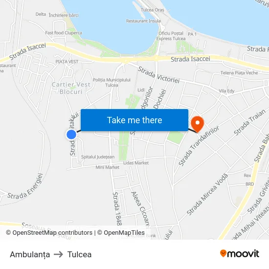 Ambulanța to Tulcea map