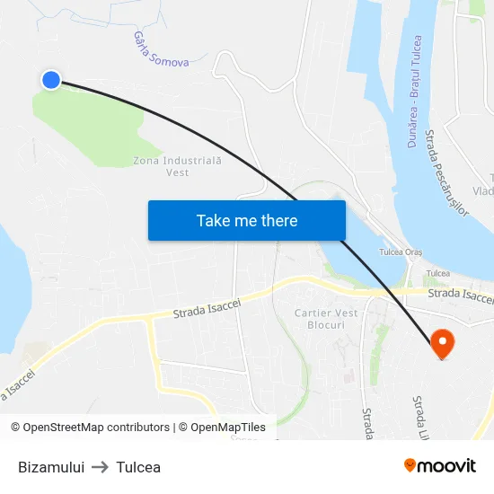 Bizamului to Tulcea map