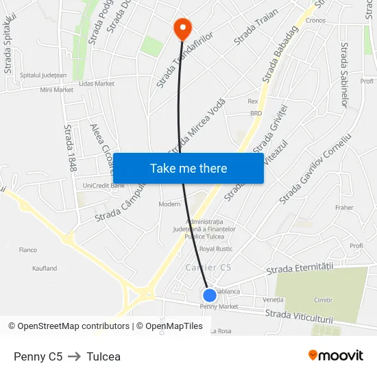 Penny C5 to Tulcea map