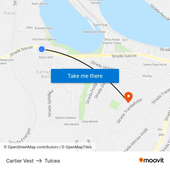 Cartier Vest to Tulcea map