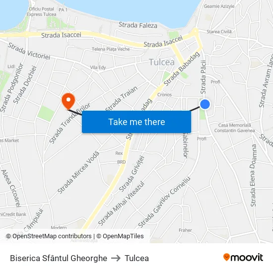 Biserica Sfântul Gheorghe to Tulcea map