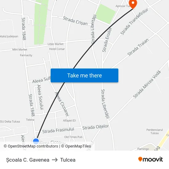 Școala C. Gavenea to Tulcea map
