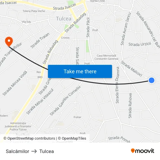 Salcâmilor to Tulcea map