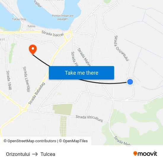 Orizontului to Tulcea map