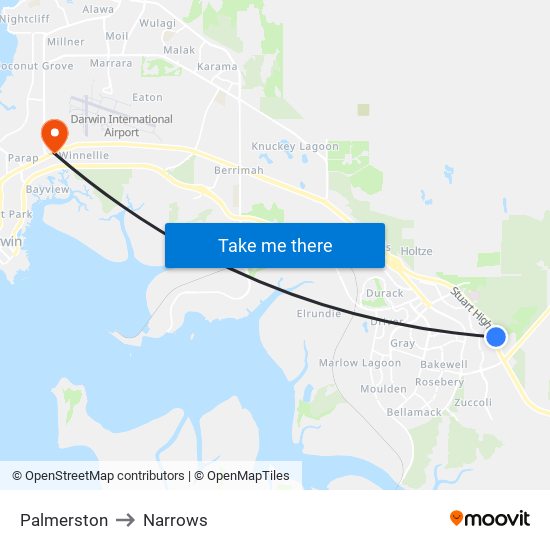 Palmerston to Narrows map