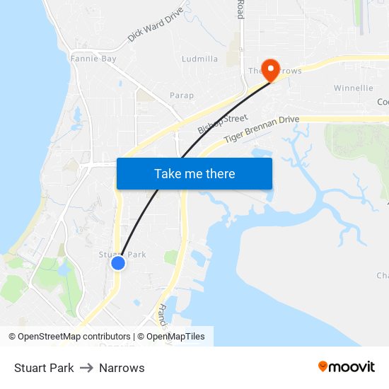 Stuart Park to Narrows map