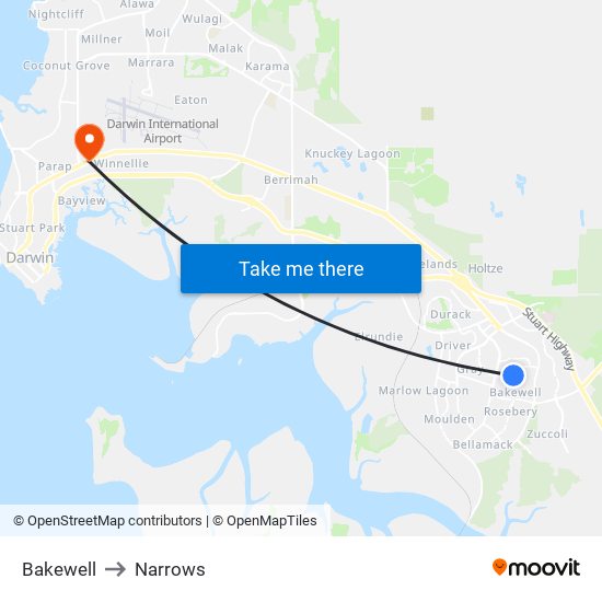 Bakewell to Narrows map