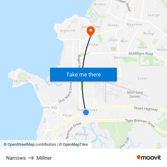 Narrows to Millner map