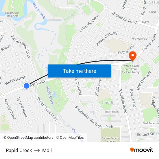 Rapid Creek to Moil map