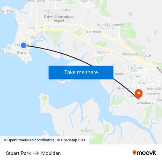 Stuart Park to Moulden map