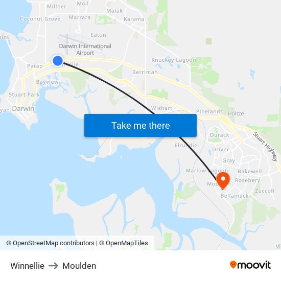 Winnellie to Moulden map