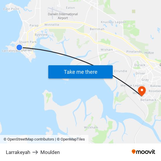 Larrakeyah to Moulden map