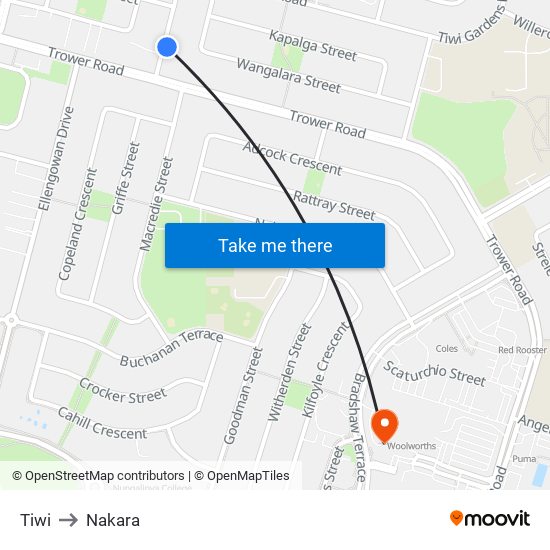 Tiwi to Nakara map