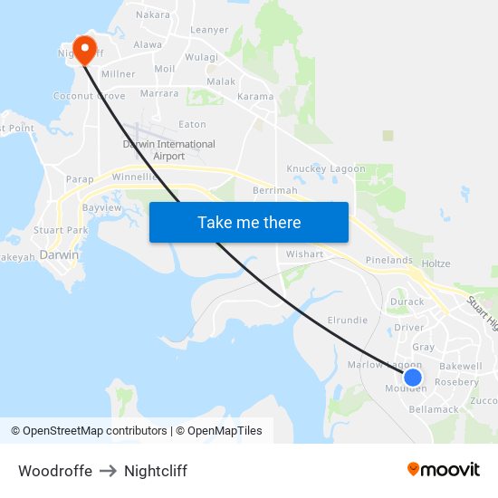 Woodroffe to Nightcliff map