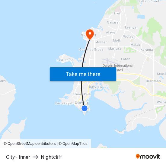 City - Inner to Nightcliff map