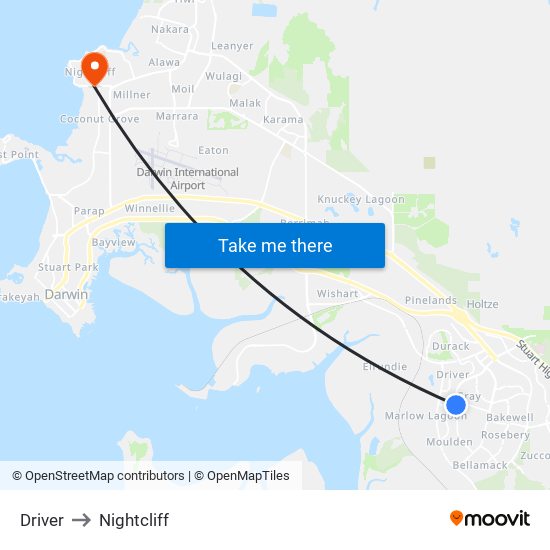 Driver to Nightcliff map