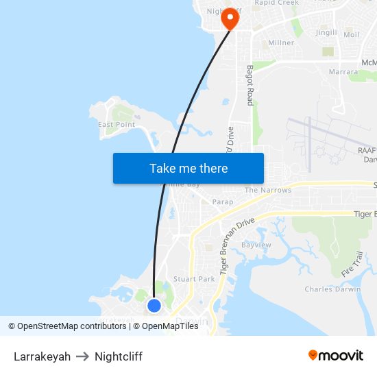 Larrakeyah to Nightcliff map