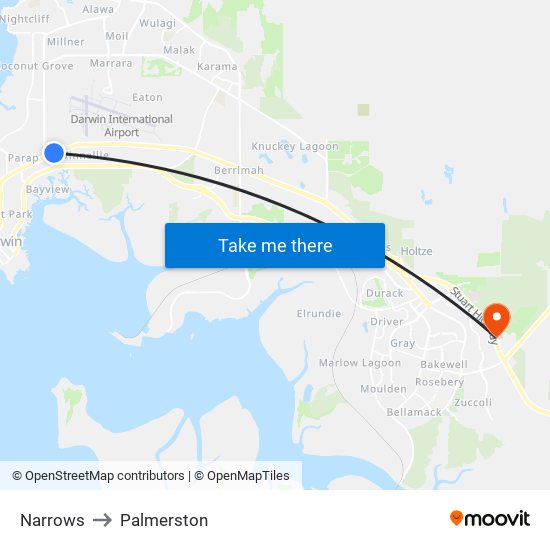 Narrows to Palmerston map