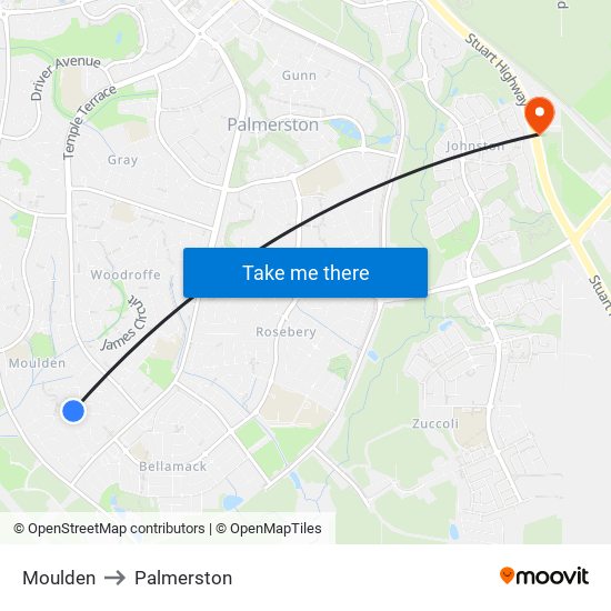 Moulden to Palmerston map