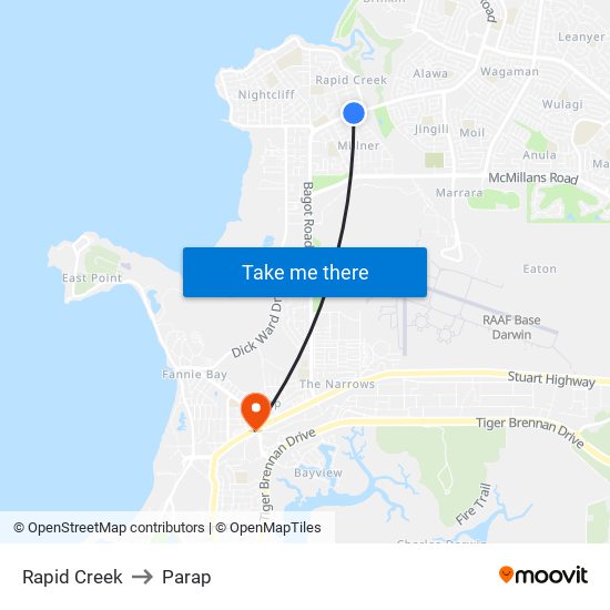 Rapid Creek to Parap map