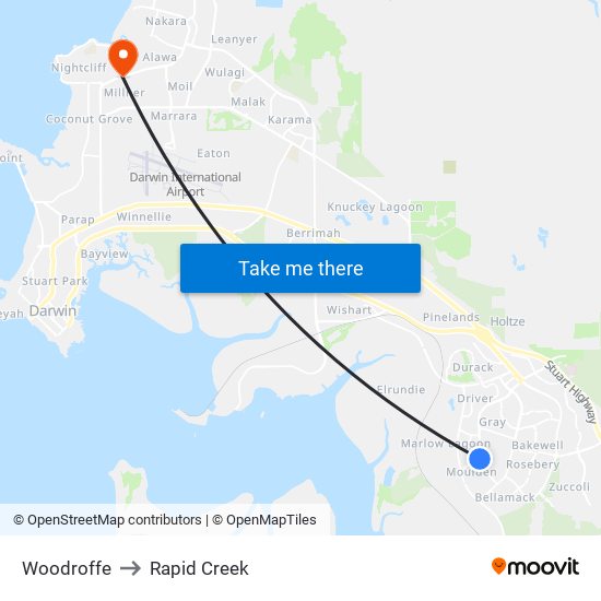 Woodroffe to Rapid Creek map