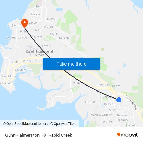 Gunn-Palmerston to Rapid Creek map