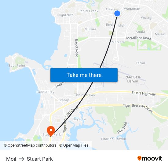 Moil to Stuart Park map