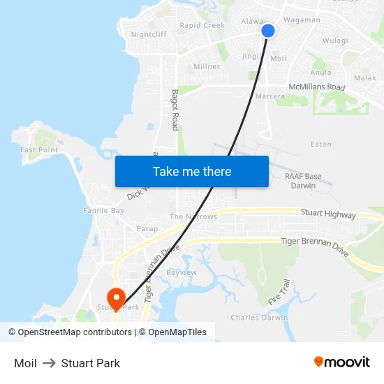Moil to Stuart Park map