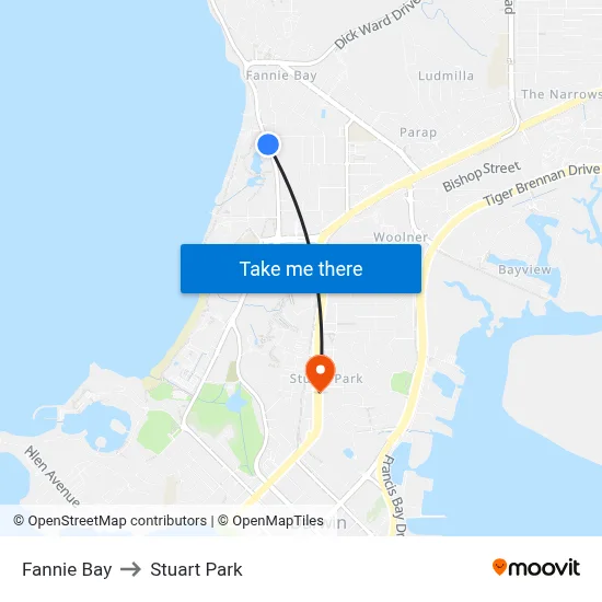 Fannie Bay to Stuart Park map