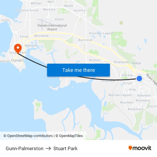 Gunn-Palmerston to Stuart Park map