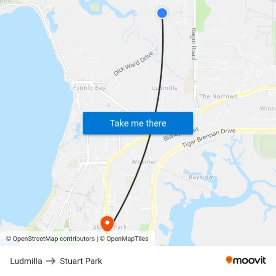 Ludmilla to Stuart Park map