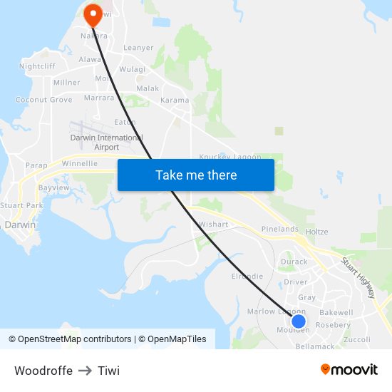 Woodroffe to Tiwi map