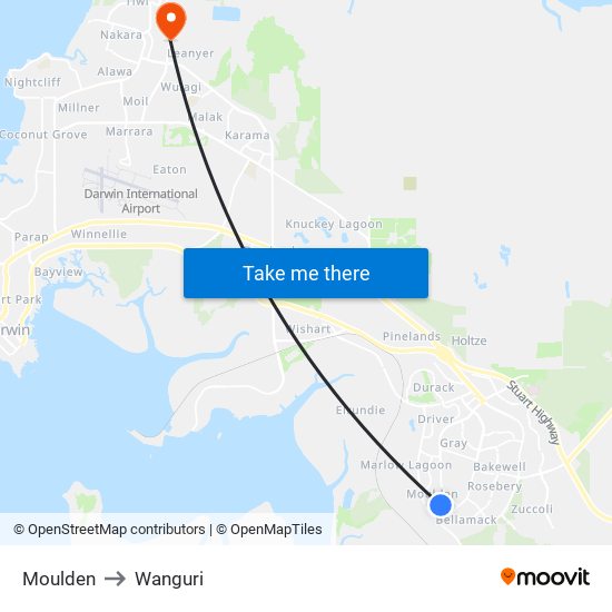 Moulden to Wanguri map