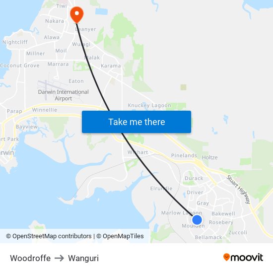 Woodroffe to Wanguri map