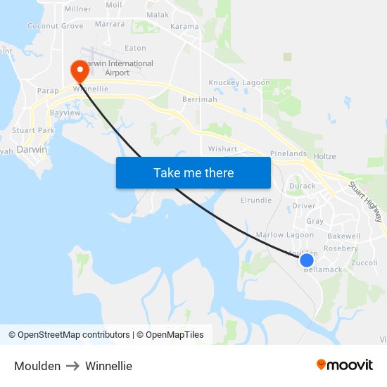 Moulden to Winnellie map