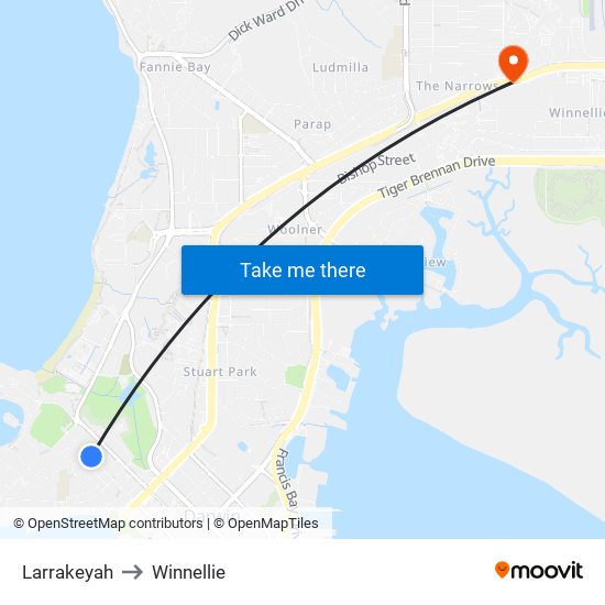 Larrakeyah to Winnellie map